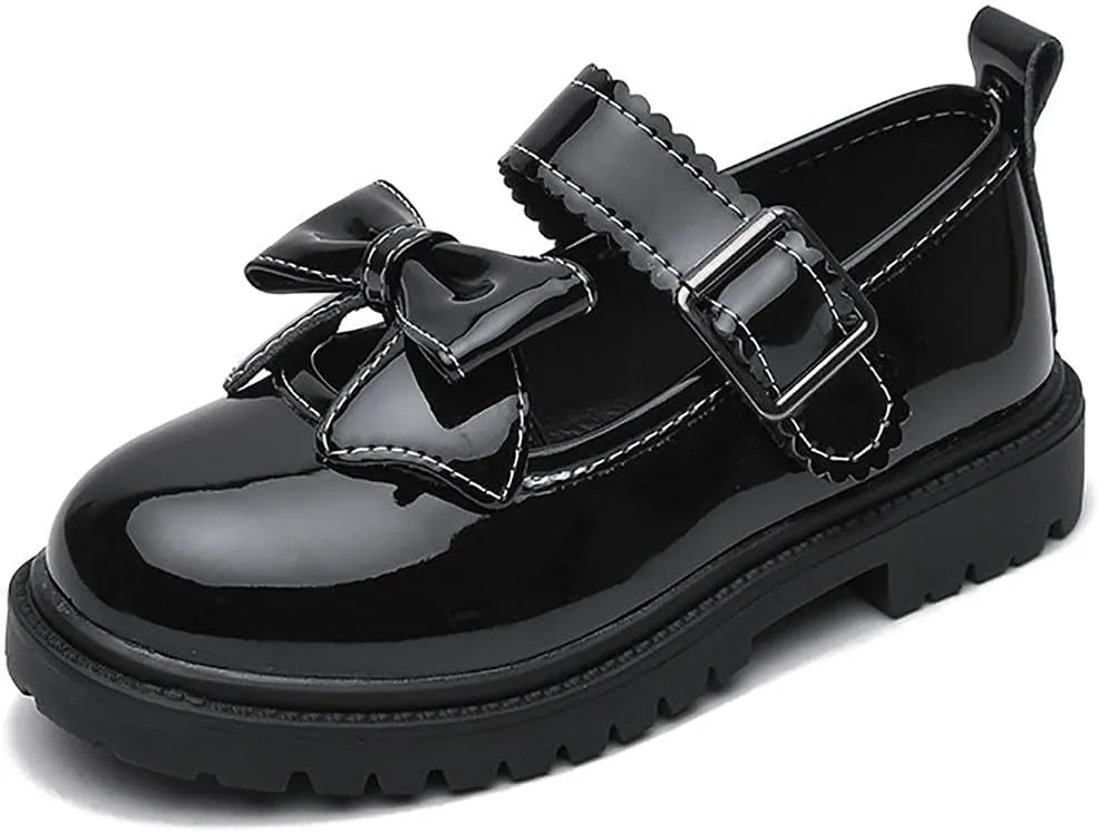Girls Bowknot Ballerina Mary Jane School Wedding Party Flat Shoes