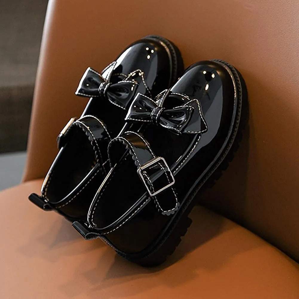 Girls Bowknot Ballerina Mary Jane School Wedding Party Flat Shoes