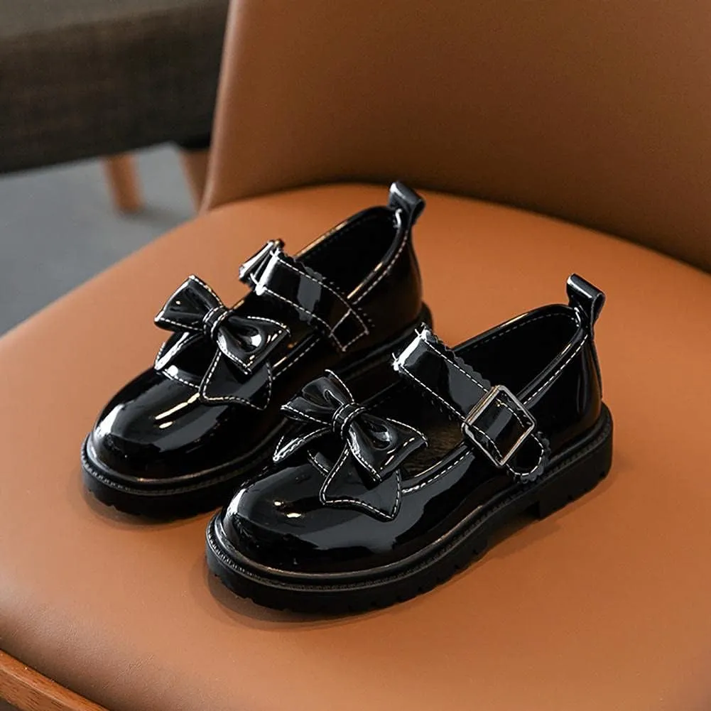 Girls Bowknot Ballerina Mary Jane School Wedding Party Flat Shoes