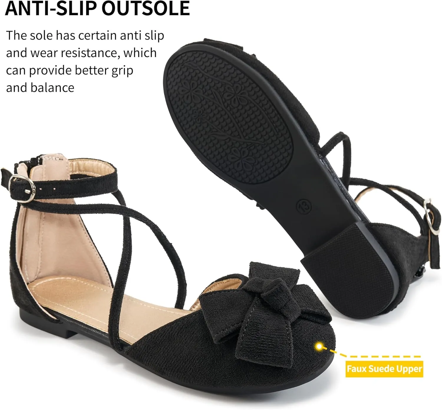 Girls Dress Shoes Flats: Little Kid Princess Wedding Party Ballet Flat - School Shoe for Girl