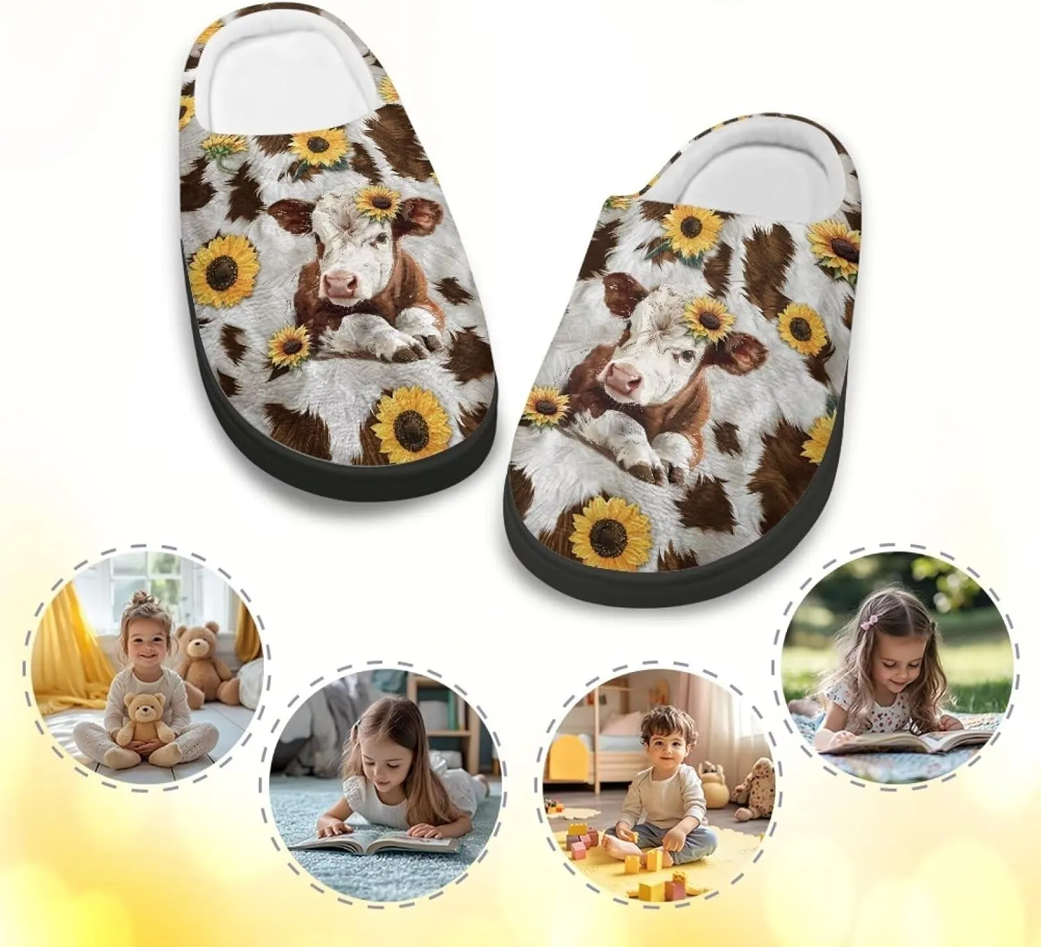 Girls Plush House Slippers Soft Comfort Slippers Warm Lightweight Home Shoes Non Slip Bedroom Shoes Cute Print Slippers Washable for Indoor Outdoor US 9-15