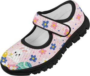 Girls Slip On Casual Shoes St. Patrick's Day Easter Shoes Comfort Non Slip Travel Walking Shoe Mesh Sneaker Black Sole US 11-15