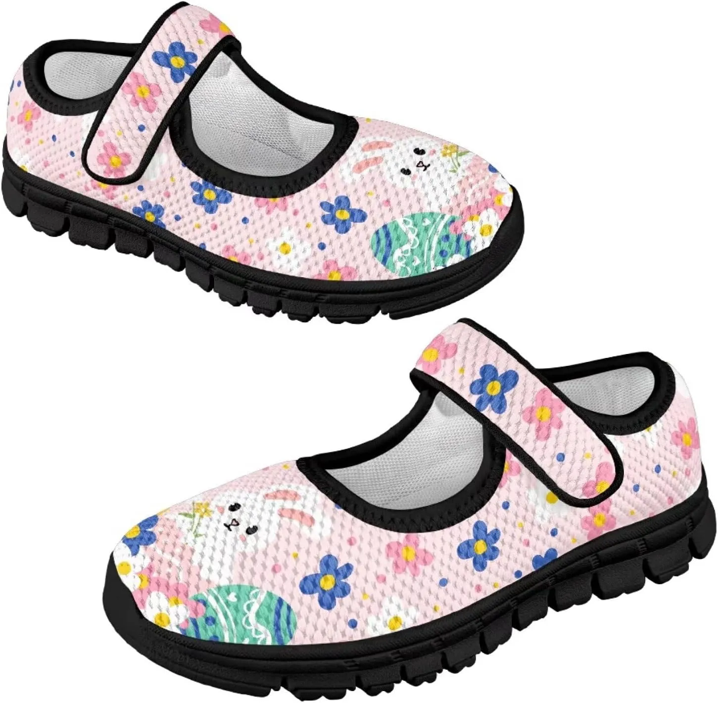 Girls Slip On Casual Shoes St. Patrick's Day Easter Shoes Comfort Non Slip Travel Walking Shoe Mesh Sneaker Black Sole US 11-15