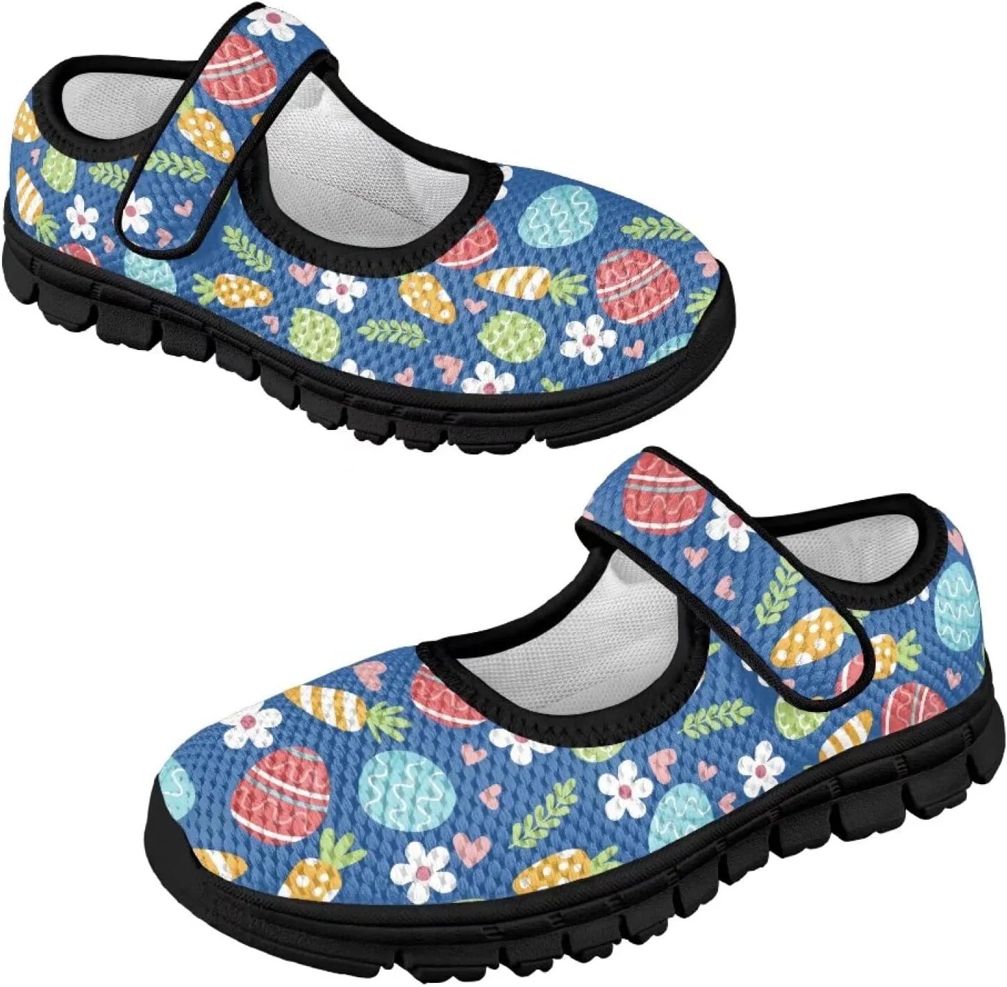 Girls Slip On Casual Shoes St. Patrick's Day Easter Shoes Comfort Non Slip Travel Walking Shoe Mesh Sneaker Black Sole US 11-15