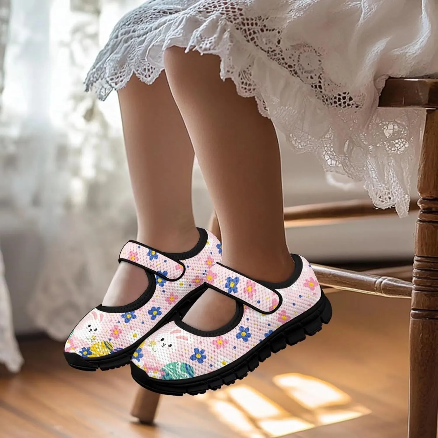Girls Slip On Casual Shoes St. Patrick's Day Easter Shoes Comfort Non Slip Travel Walking Shoe Mesh Sneaker Black Sole US 11-15