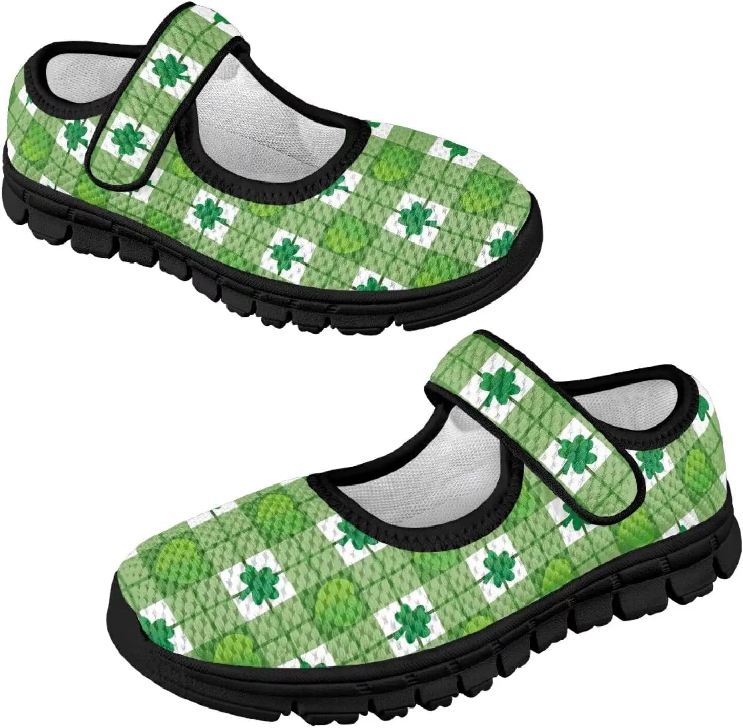 Girls Slip On Casual Shoes St. Patrick's Day Easter Shoes Comfort Non Slip Travel Walking Shoe Mesh Sneaker Black Sole US 11-15