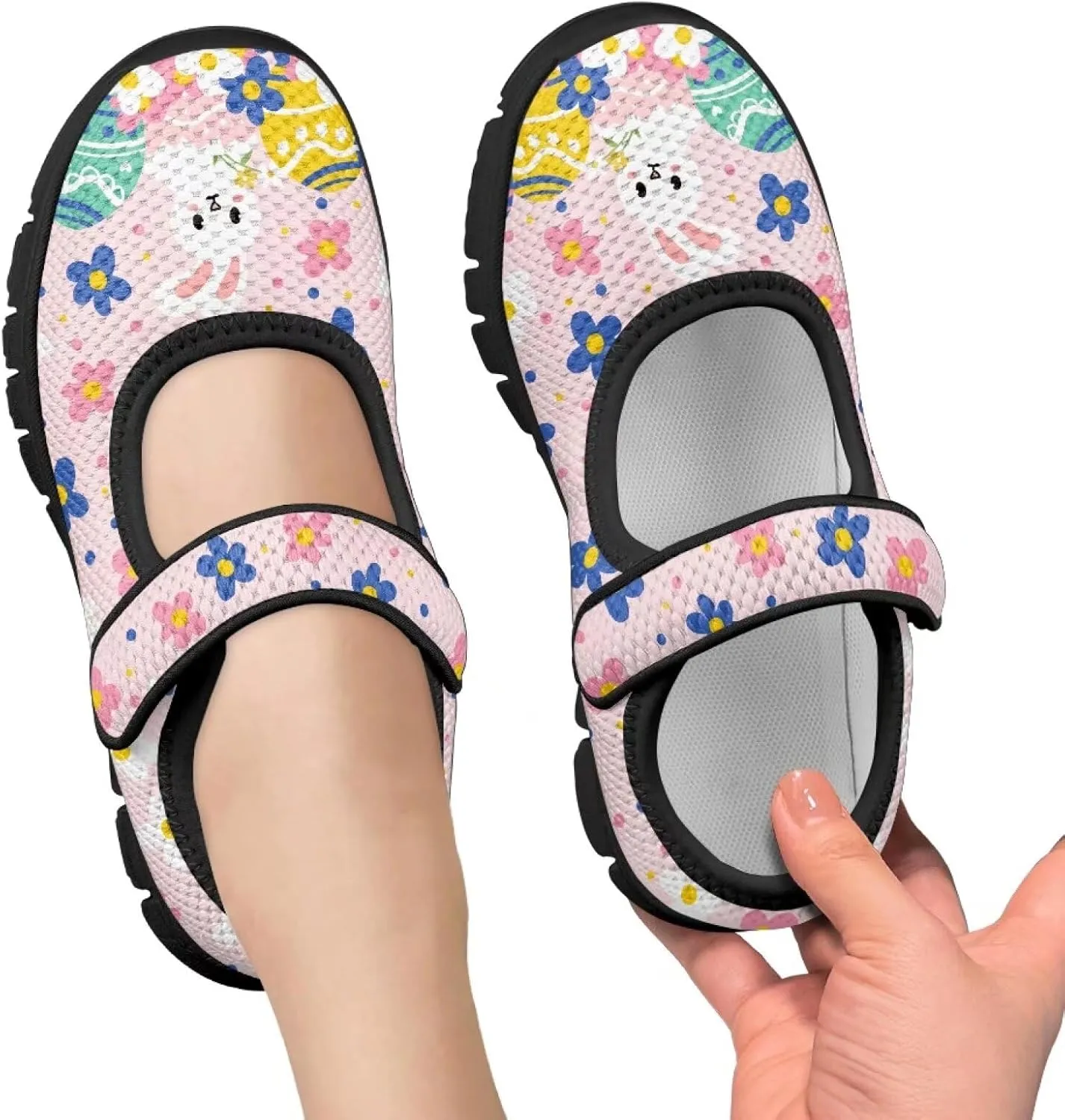 Girls Slip On Casual Shoes St. Patrick's Day Easter Shoes Comfort Non Slip Travel Walking Shoe Mesh Sneaker Black Sole US 11-15