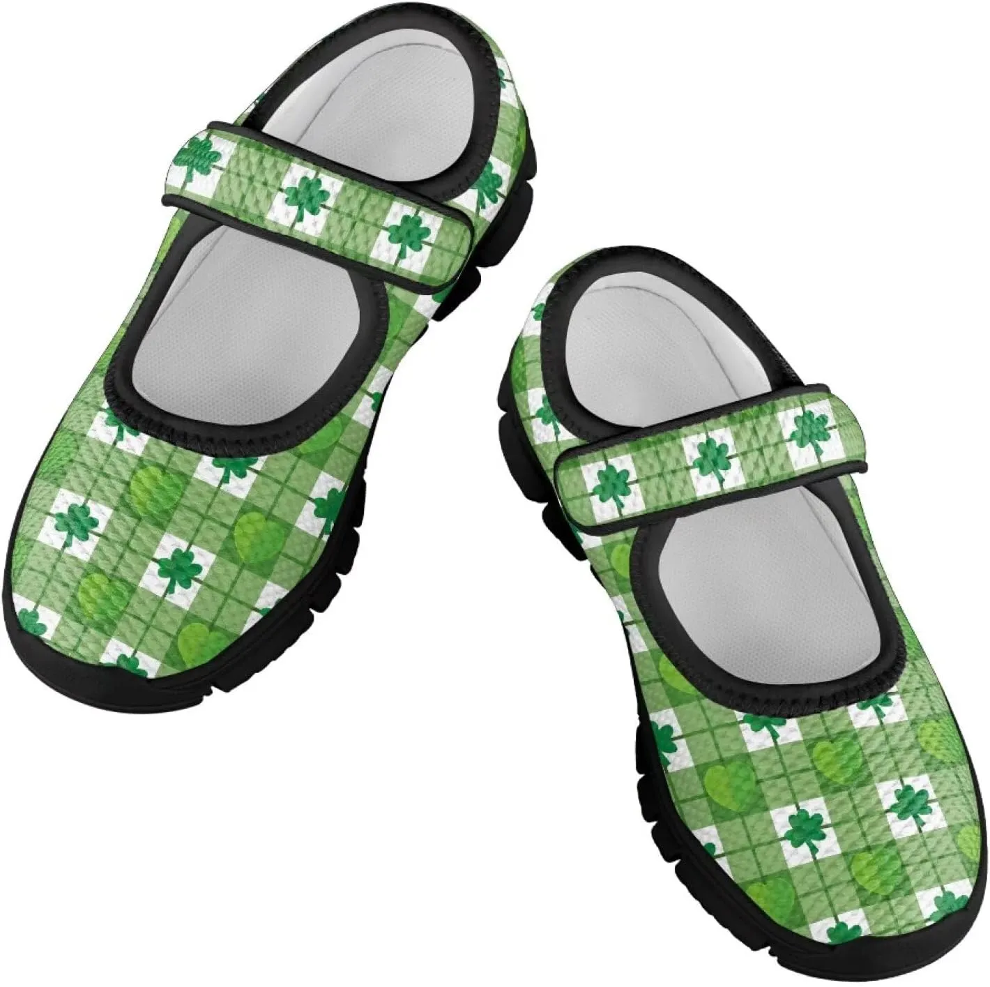 Girls Slip On Casual Shoes St. Patrick's Day Easter Shoes Comfort Non Slip Travel Walking Shoe Mesh Sneaker Black Sole US 11-15