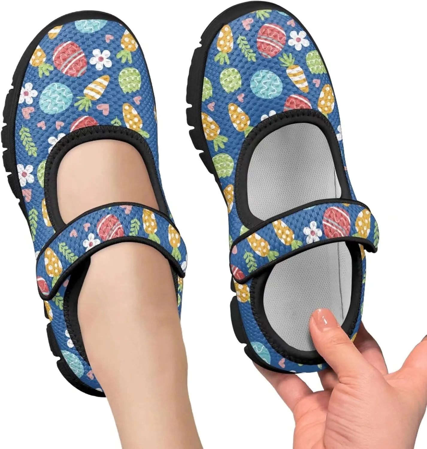 Girls Slip On Casual Shoes St. Patrick's Day Easter Shoes Comfort Non Slip Travel Walking Shoe Mesh Sneaker Black Sole US 11-15