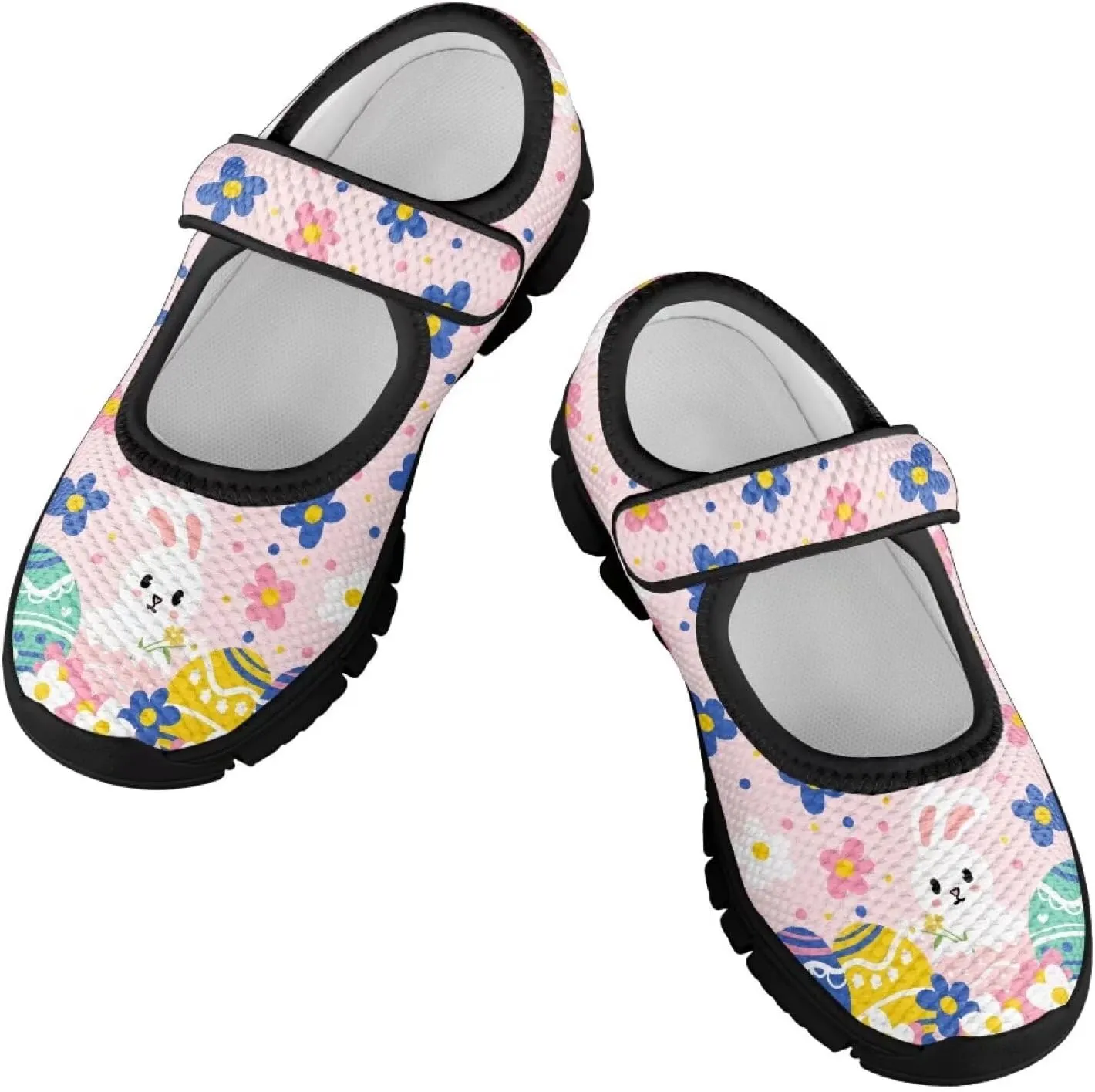 Girls Slip On Casual Shoes St. Patrick's Day Easter Shoes Comfort Non Slip Travel Walking Shoe Mesh Sneaker Black Sole US 11-15