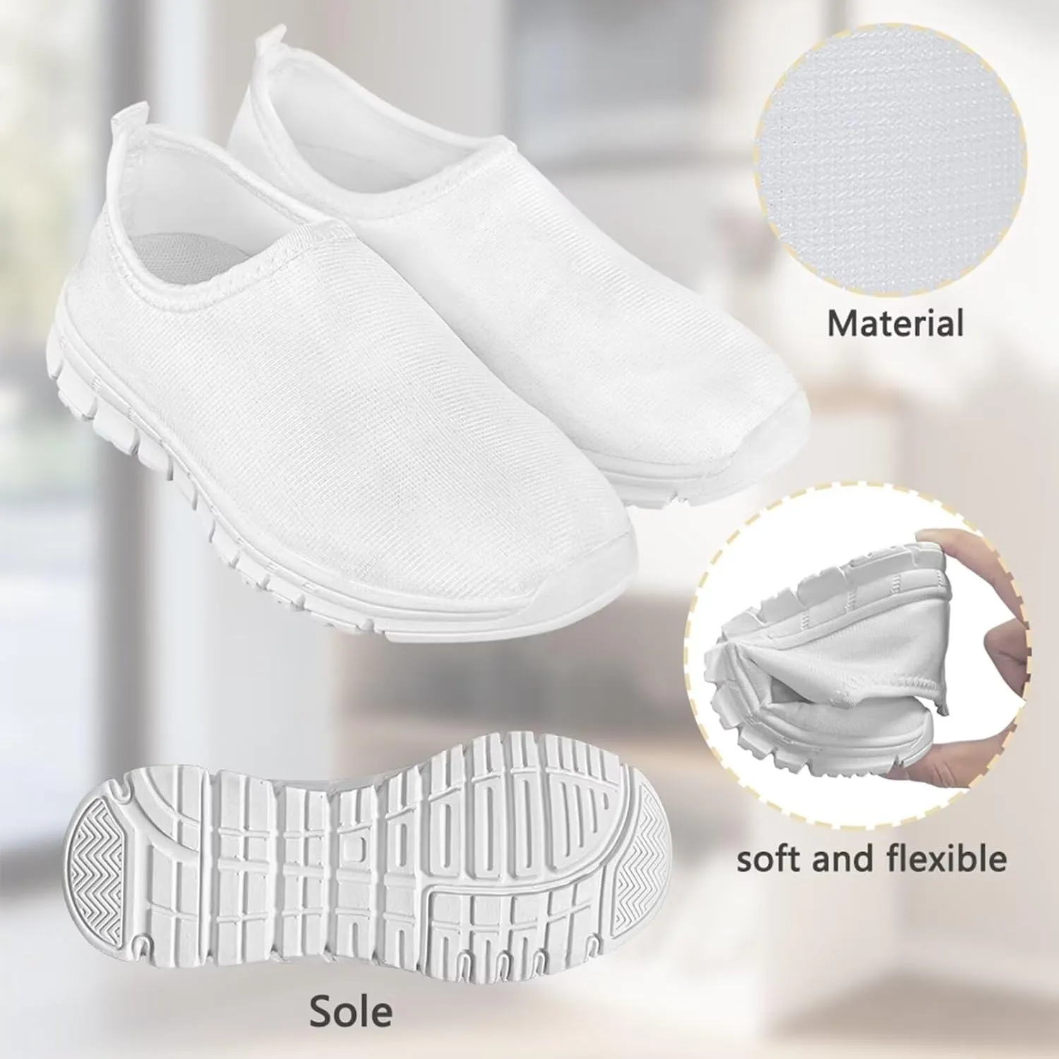 Girls Slip On Shoes Breathable Mesh Wide Little Casual Sneakers