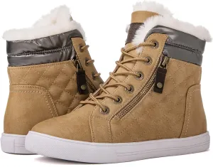 GLOBALWIN Women’s Platform Wedge Sneakers Outdoor Anti-Slip Winter Snow Hiking Furry Ankle Boots for Women