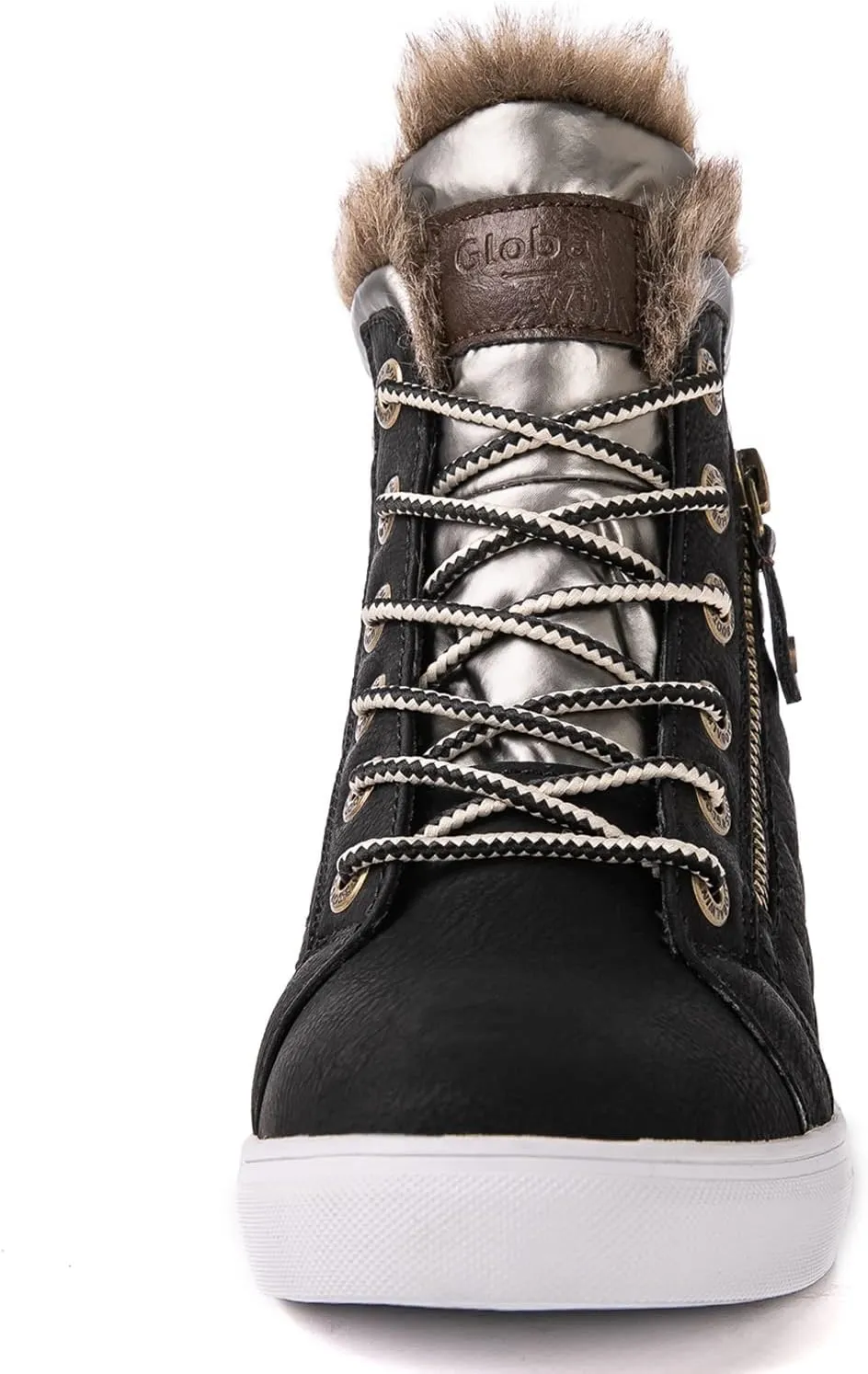 GLOBALWIN Women’s Platform Wedge Sneakers Outdoor Anti-Slip Winter Snow Hiking Furry Ankle Boots for Women