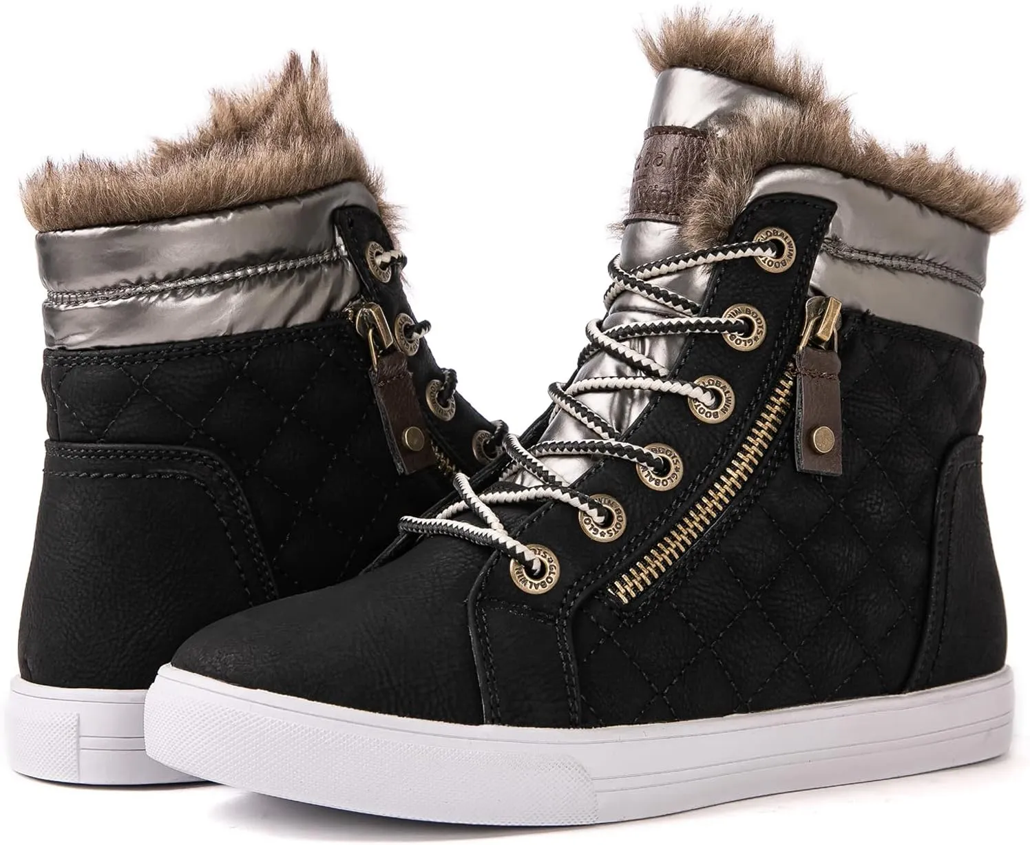 GLOBALWIN Women’s Platform Wedge Sneakers Outdoor Anti-Slip Winter Snow Hiking Furry Ankle Boots for Women