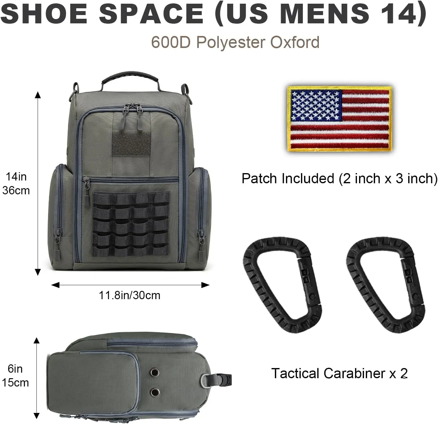 Golf Shoe Bag with Ventilation and Multiple Outside Pockets for Golf Accessories Etc (Grey)