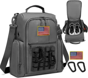 Golf Shoe Bag with Ventilation and Multiple Outside Pockets for Golf Accessories Etc (Grey)