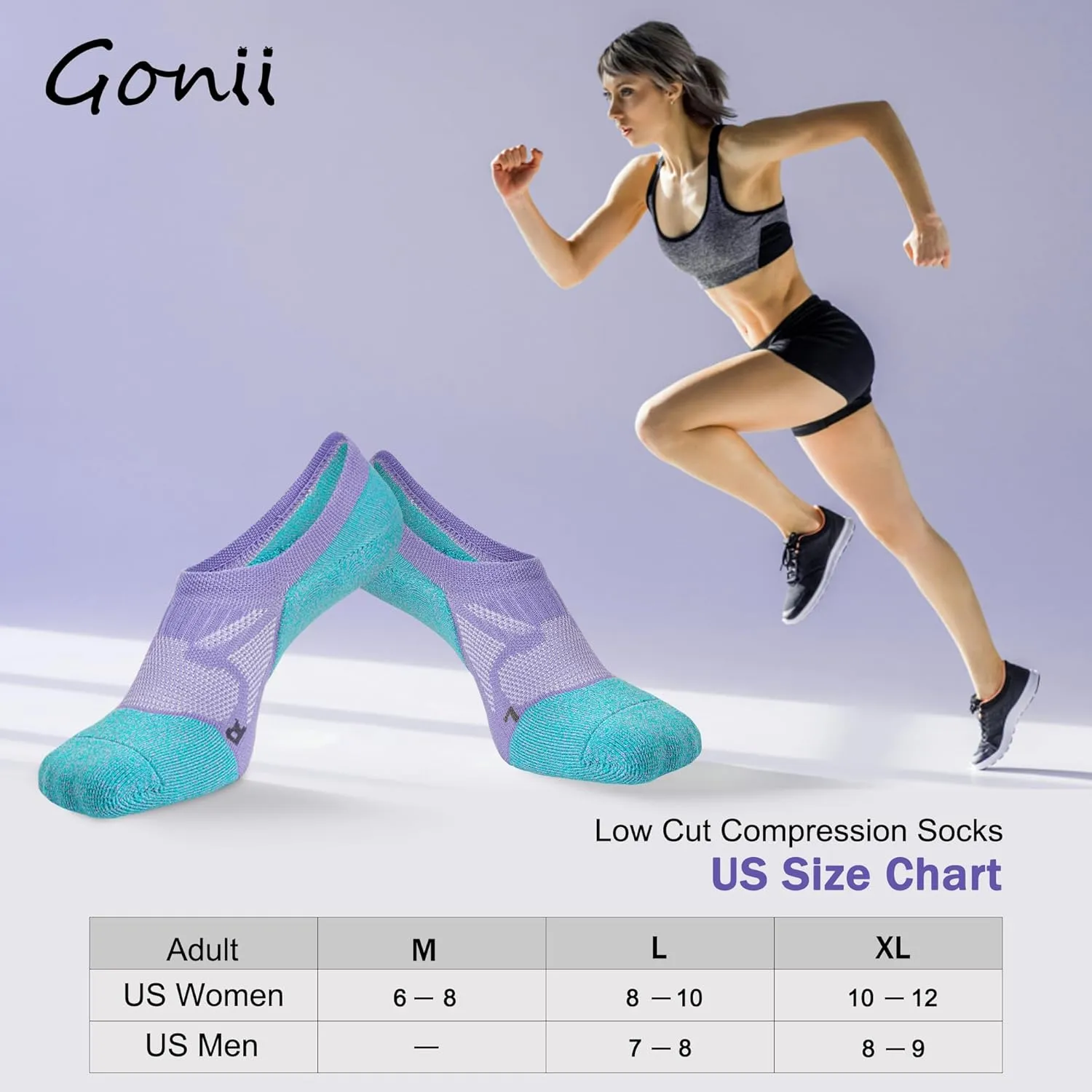 Gonii No Show Socks Womens Athletic Compression Running Low Cut Cushioned Socks 5 Pairs