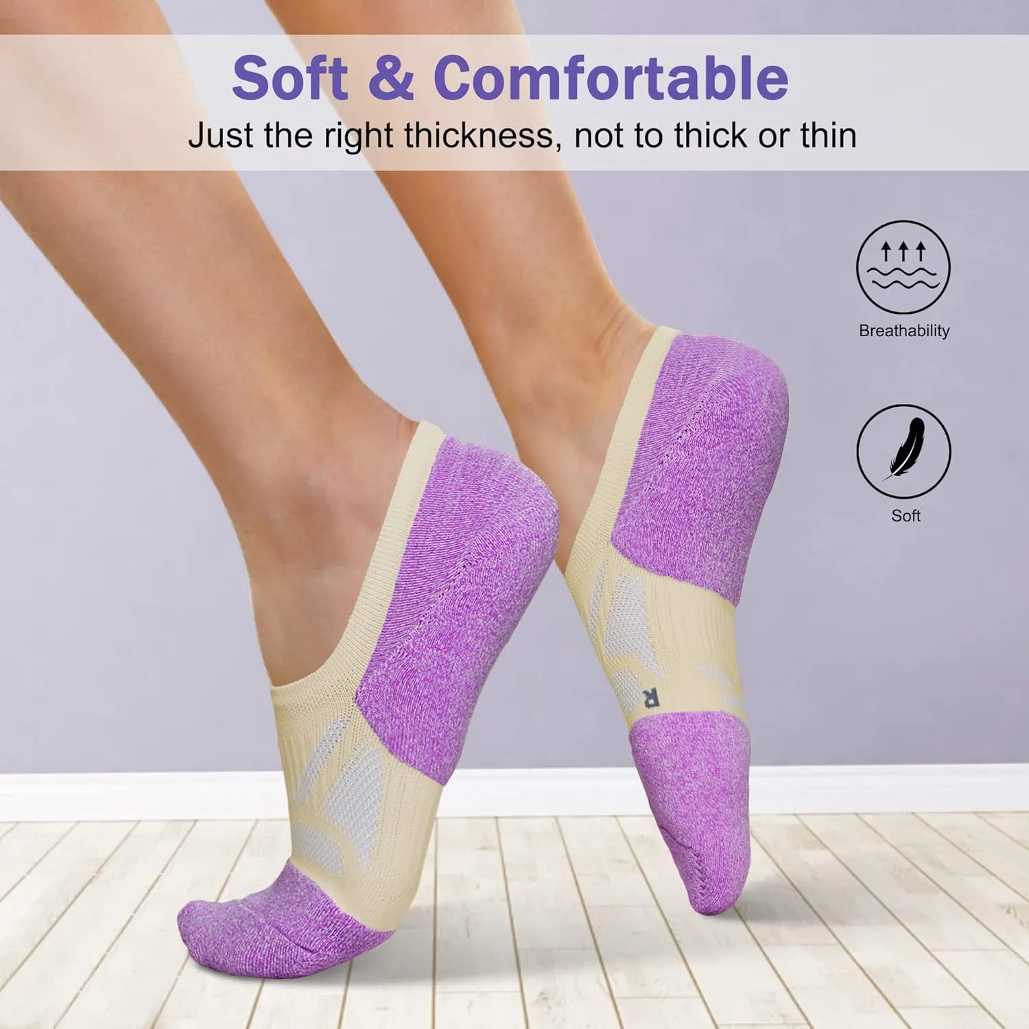 Gonii No Show Socks Womens Athletic Compression Running Low Cut Cushioned Socks 5 Pairs