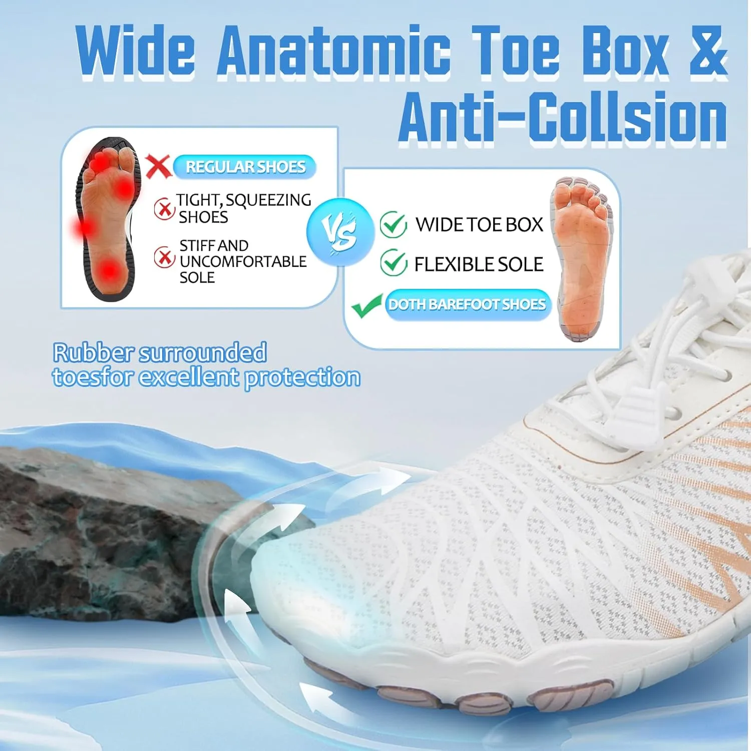 Grounding Shoes for Women, Hike Grounded Footwear for Men, Wide Toe Box Non-Slip Breathable Quick Dry Barefoot Shoes