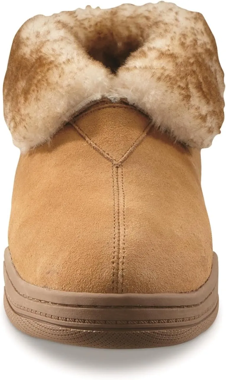 Guide Gear Mens Bootie Slippers, Suede Soft Cushioned Bedroom House Shoes with Rubber Sole and Wool Blend Lining for Indoor Outdoor Use