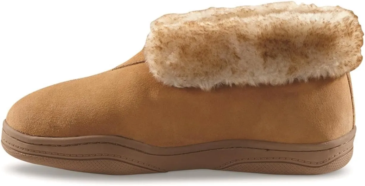 Guide Gear Mens Bootie Slippers, Suede Soft Cushioned Bedroom House Shoes with Rubber Sole and Wool Blend Lining for Indoor Outdoor Use