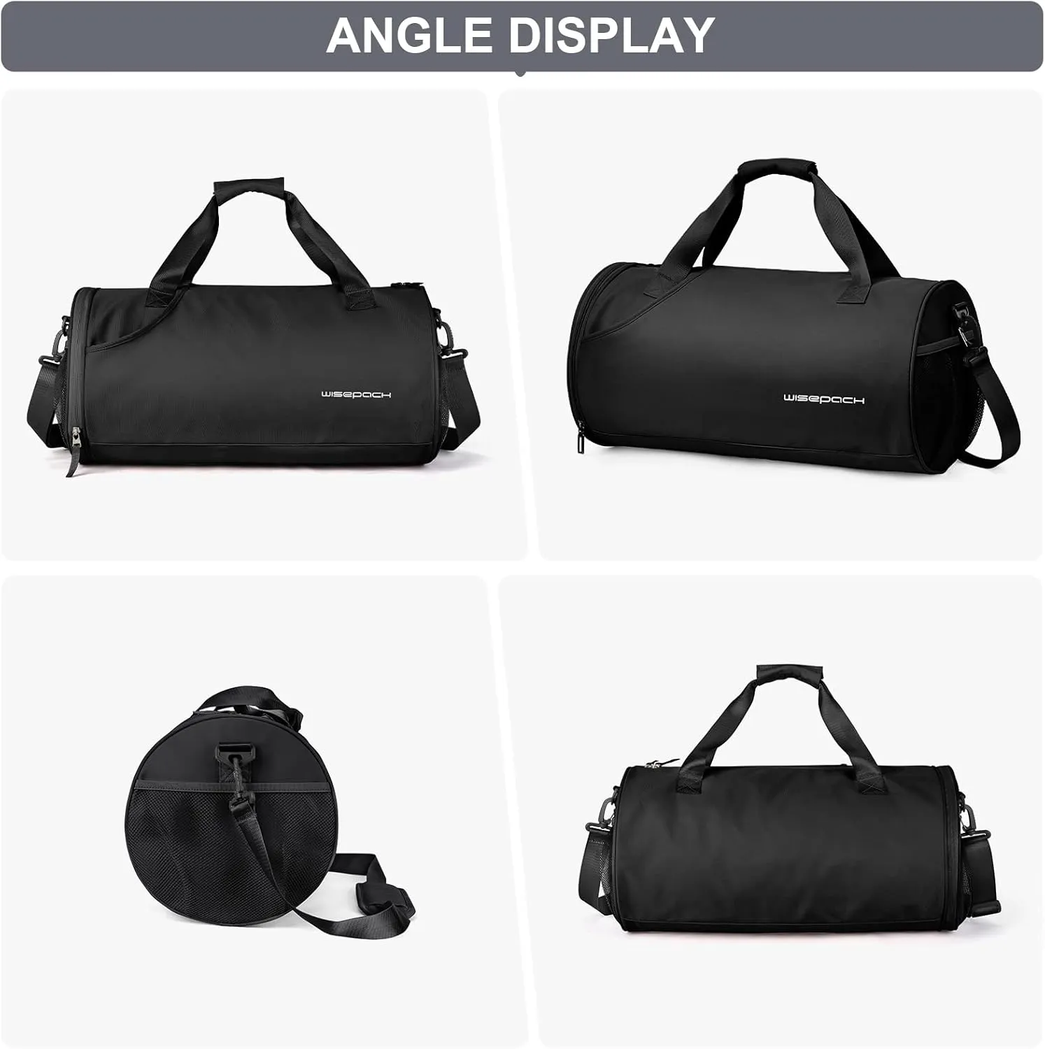Gym Bag for Women & Men with Wet & Shoe Compartment - Small Duffle Bag for Travel, Sport, Gym, Workout & Overnight Use - Black