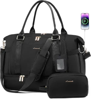 Gym Bag LOVEVOOK Travel Duffel Bag with USB Charging Port,Weekender Bags for Women with Shoe Compartment,Carry on Overnight Bag with Toiletry Bag,Hospital Bags for Labor and Deliver