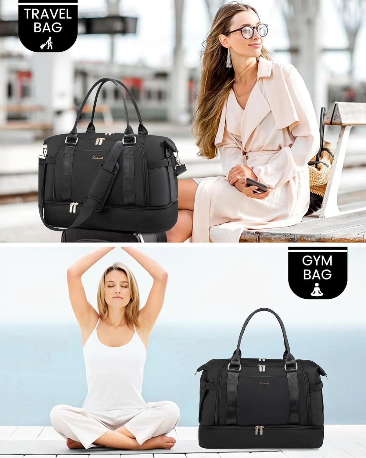 Gym Bag LOVEVOOK Travel Duffel Bag with USB Charging Port,Weekender Bags for Women with Shoe Compartment,Carry on Overnight Bag with Toiletry Bag,Hospital Bags for Labor and Deliver