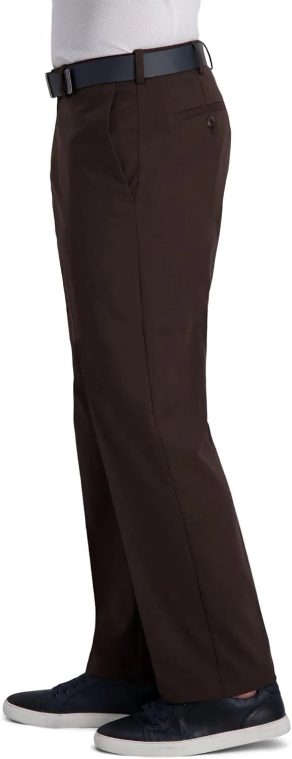 Haggar Men's Cool Right Performance Flex Solid Classic Fit Flat Front Pant