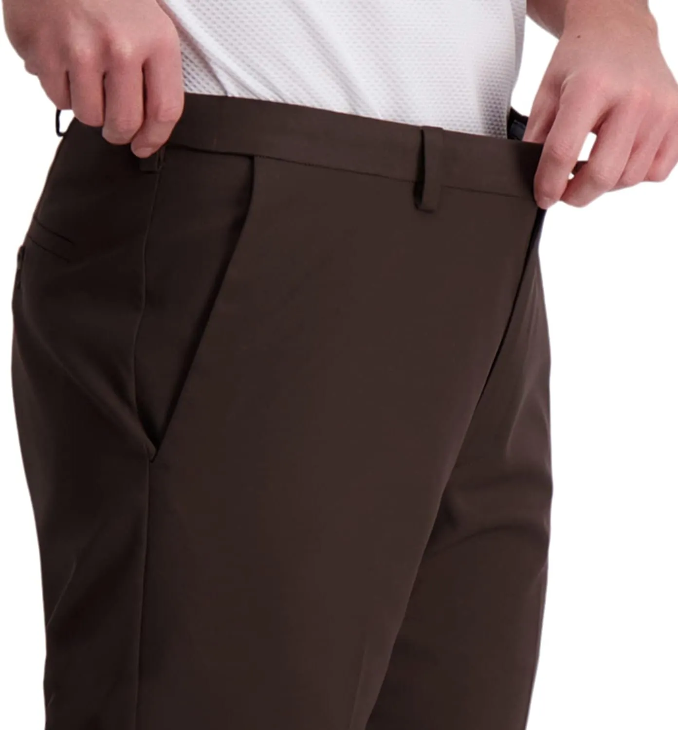 Haggar Men's Cool Right Performance Flex Solid Classic Fit Flat Front Pant