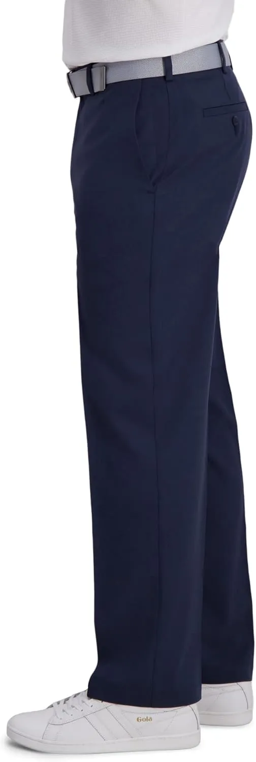 Haggar Men's Cool Right Performance Flex Solid Classic Fit Flat Front Pant