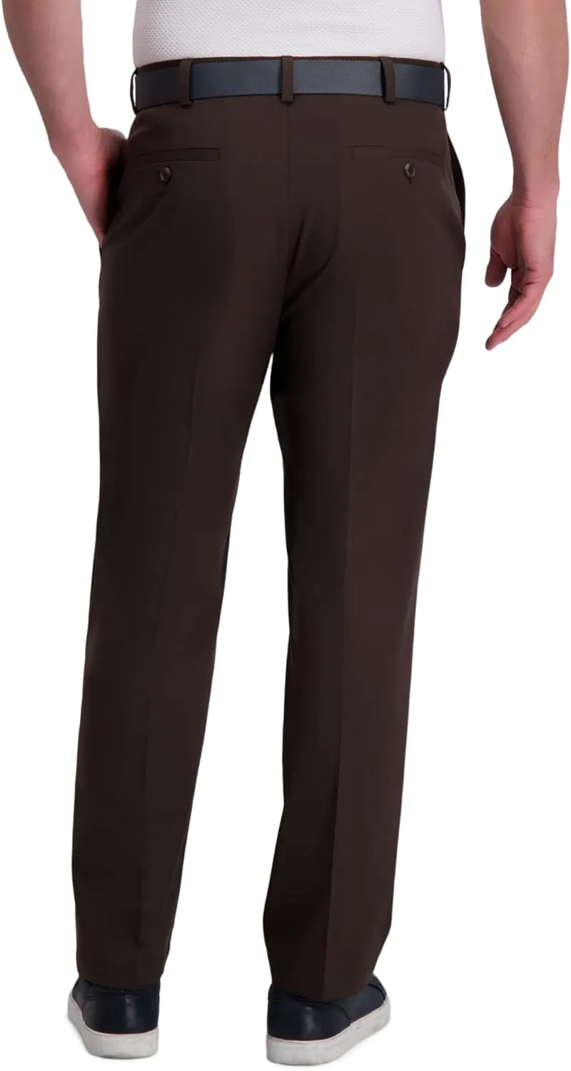 Haggar Men's Cool Right Performance Flex Solid Classic Fit Flat Front Pant