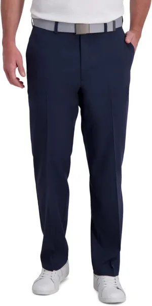 Haggar Men's Cool Right Performance Flex Solid Classic Fit Flat Front Pant