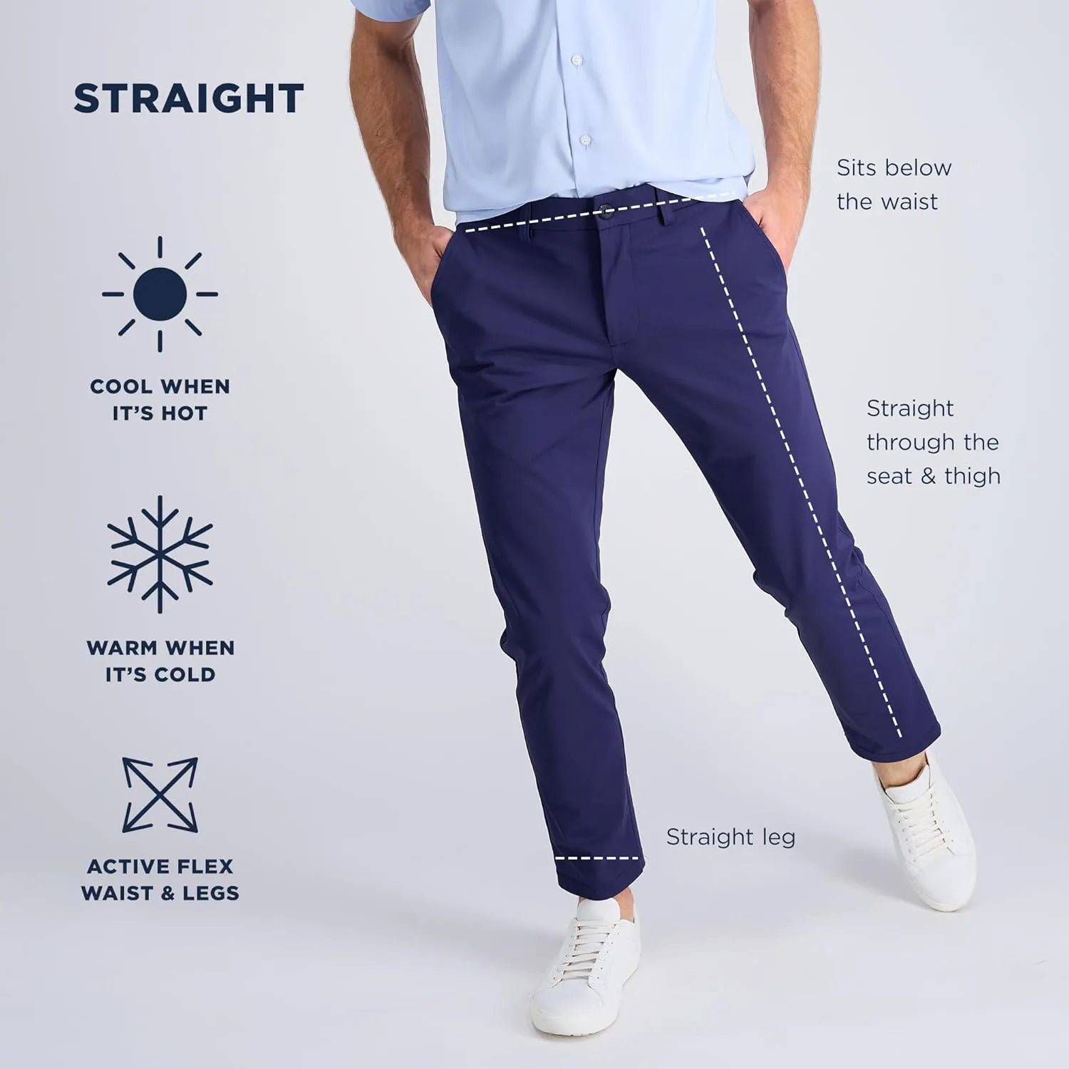 Haggar Men's Sport Travel Performance Straight Fit Flat Front Stretch Casual Pant