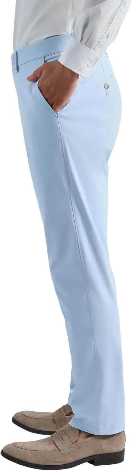 Haggar Men's Sport Travel Performance Straight Fit Flat Front Stretch Casual Pant