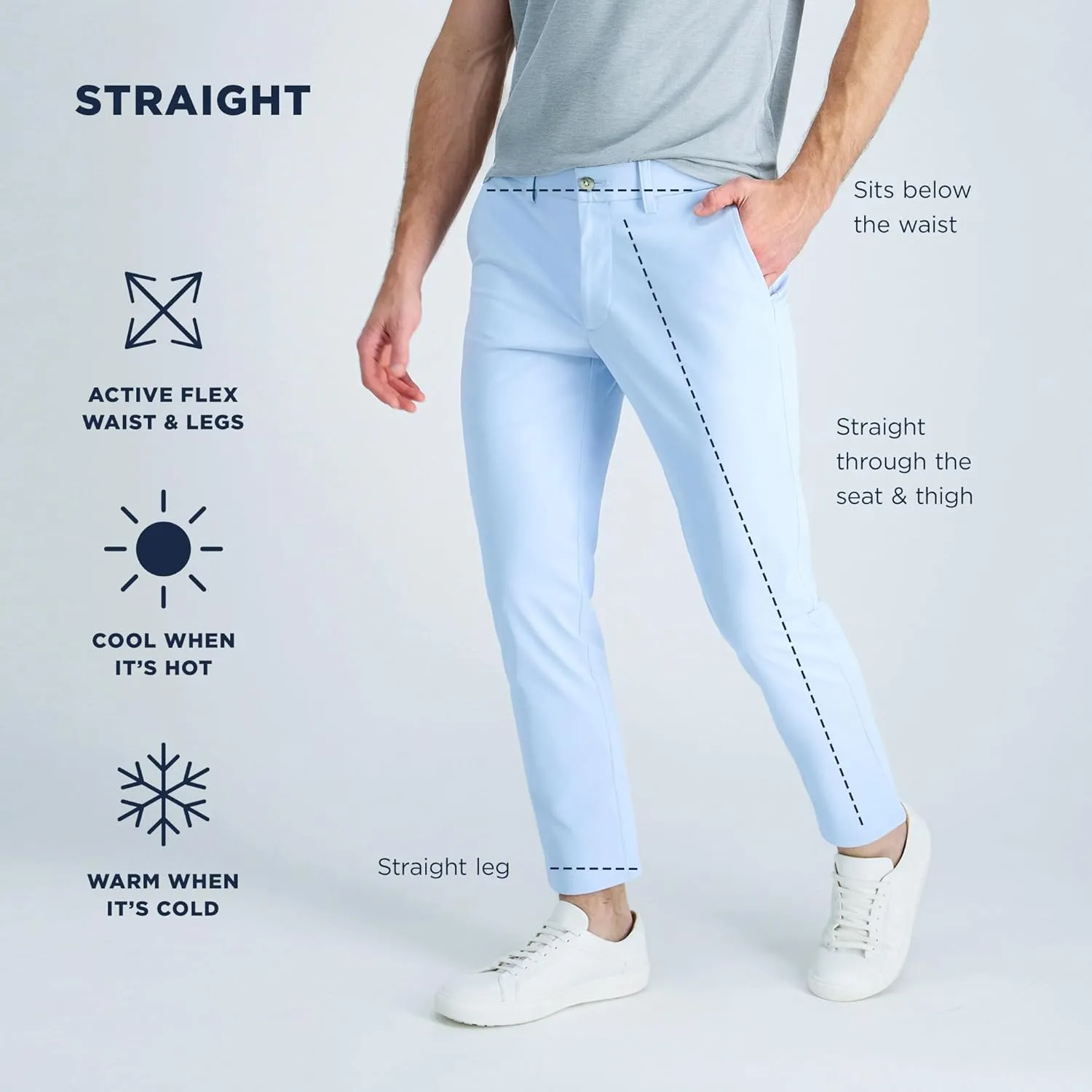 Haggar Men's Sport Travel Performance Straight Fit Flat Front Stretch Casual Pant