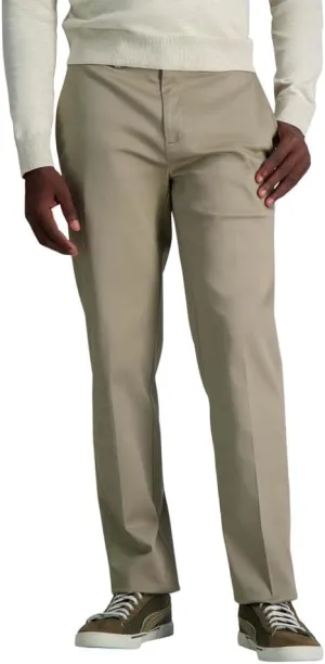 Haggar Men's Wrinkle Free Straight Fit Flat Front Khaki Pant
