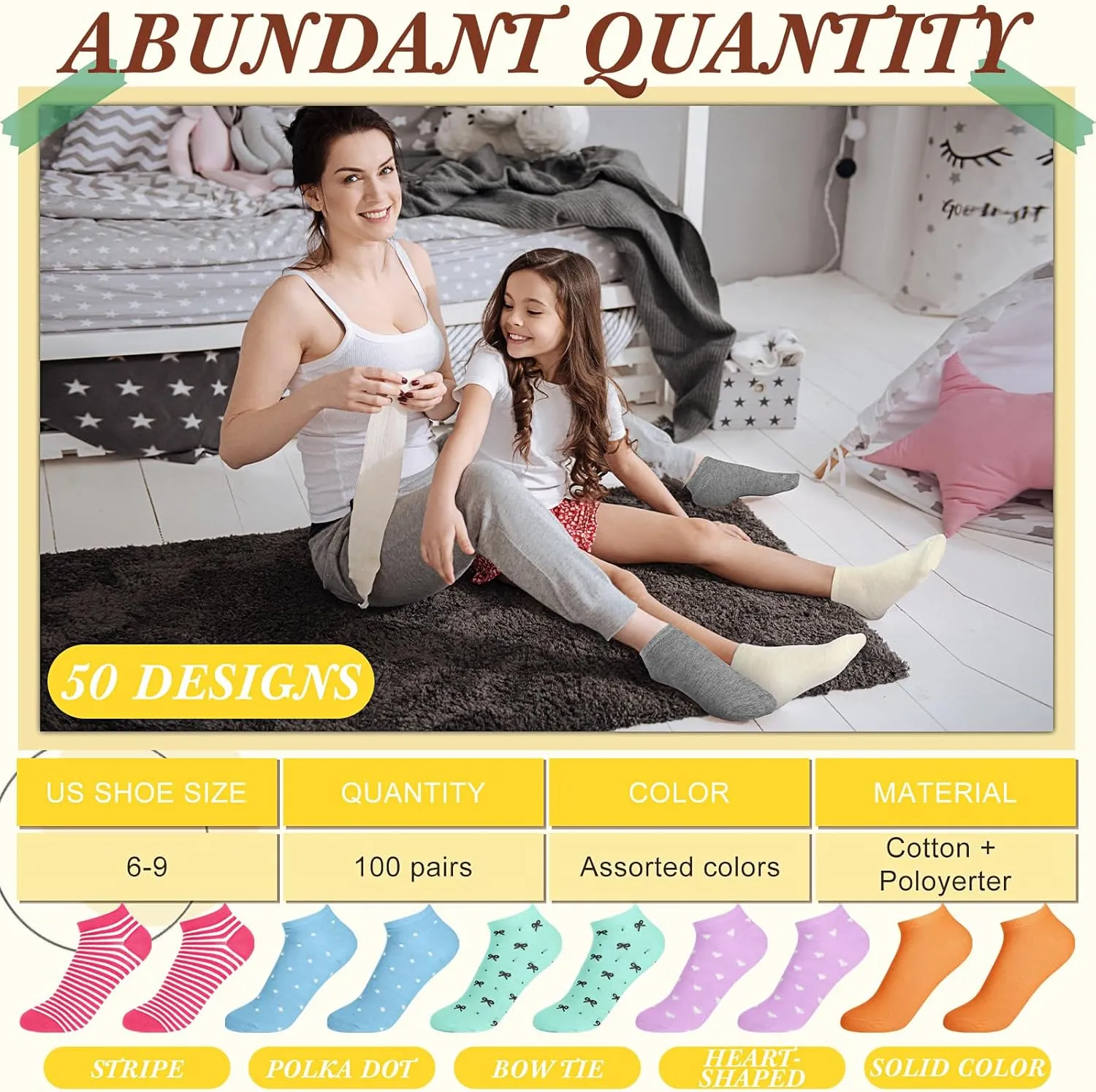 Handepo 100 Pair Low Cut Ankle Socks for Women Athletic Bulk Socks for Running Casual Outdoor Activities