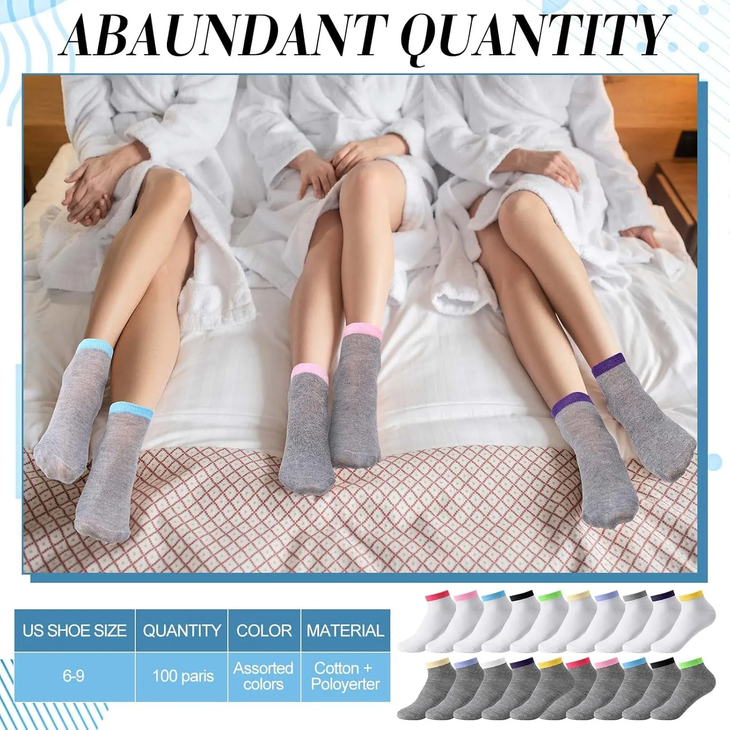 Handepo 100 Pair Low Cut Ankle Socks for Women Athletic Bulk Socks for Running Casual Outdoor Activities
