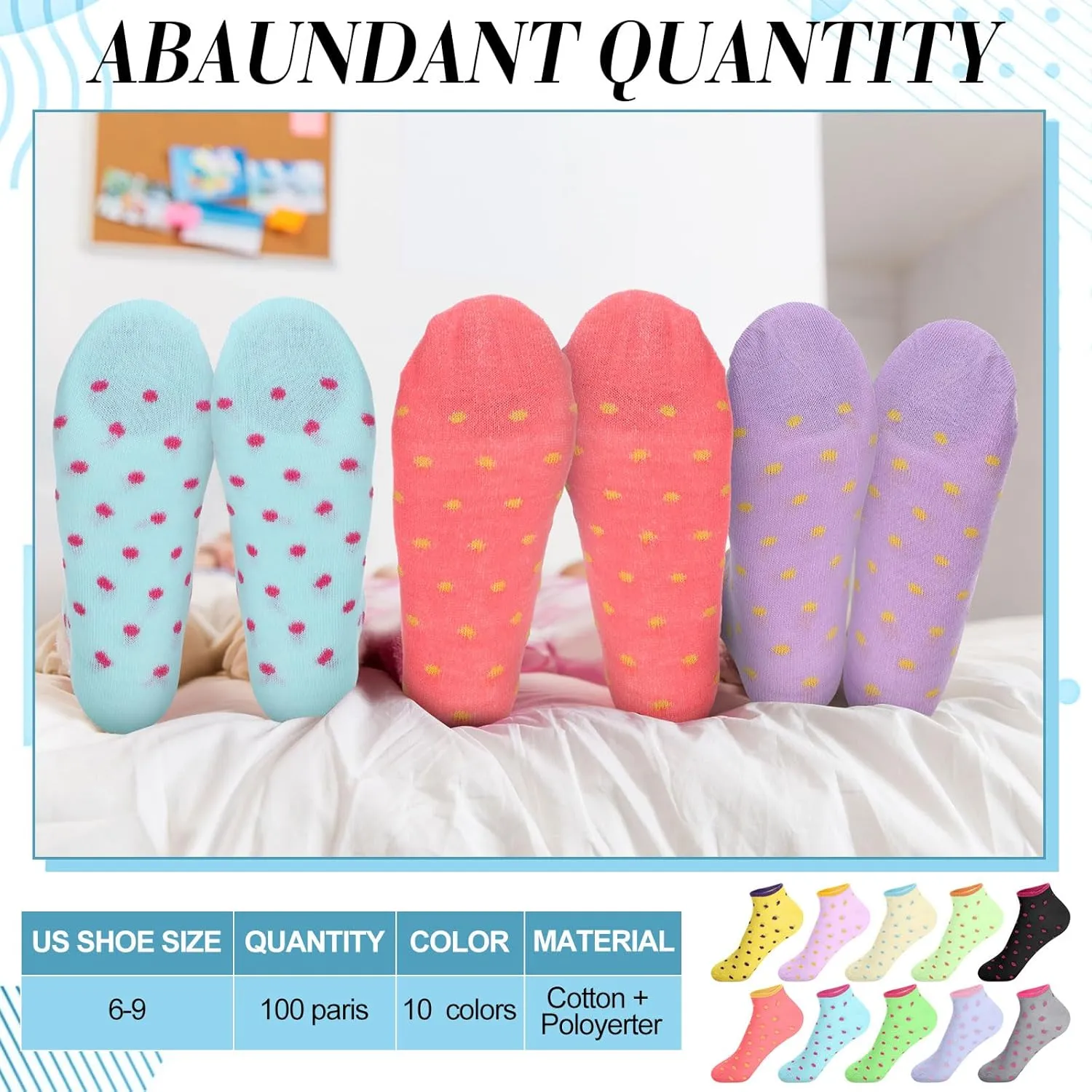 Handepo 100 Pair Low Cut Ankle Socks for Women Athletic Bulk Socks for Running Casual Outdoor Activities