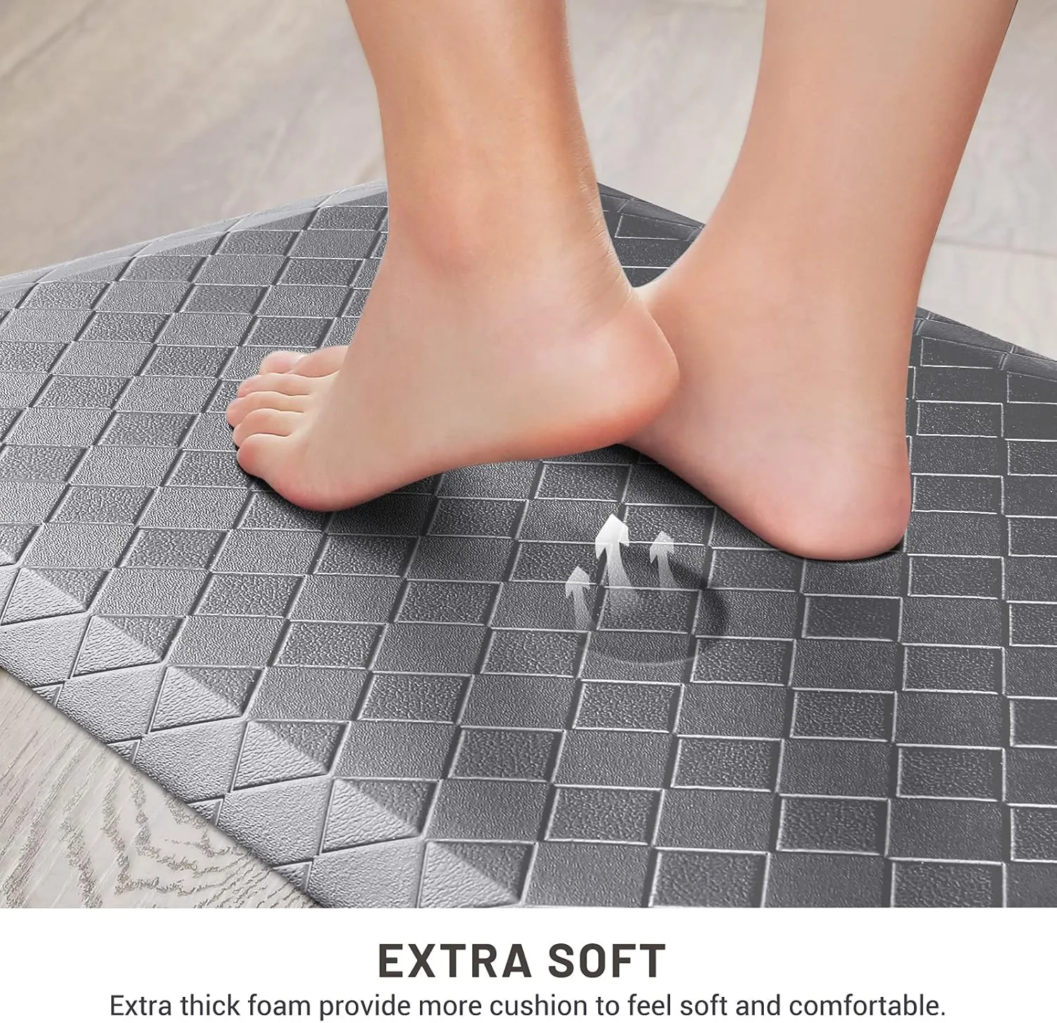 HappyTrends Kitchen Mat Cushioned Anti-Fatigue Kitchen Rug,17.3"x39",Thick Waterproof Non-Slip Kitchen Mats and Rugs Heavy Duty Ergonomic Comfort Rug for Kitchen,Floor,Office,Sink,Laundry,Gray