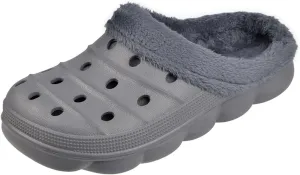 Harssidanzar Mens and Womens Lined Clogs, Unisex Winter Fleece Breathable Walking Garden Shoes Warm Non-Slip Mule Footwear HU203US