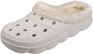 Harssidanzar Mens and Womens Lined Clogs, Unisex Winter Fleece Breathable Walking Garden Shoes Warm Non-Slip Mule Footwear HU203US
