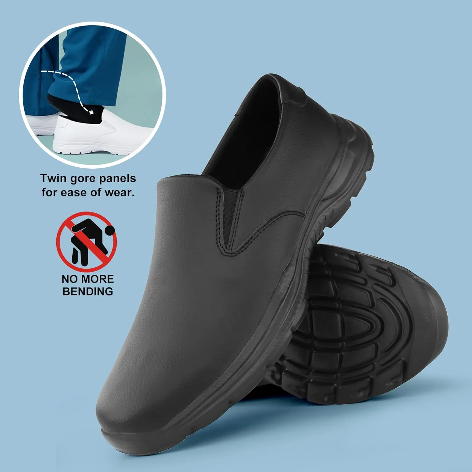 Hawkwell Men's Slip on Lightweight Slip Resistant Comfort Nursing Shoes