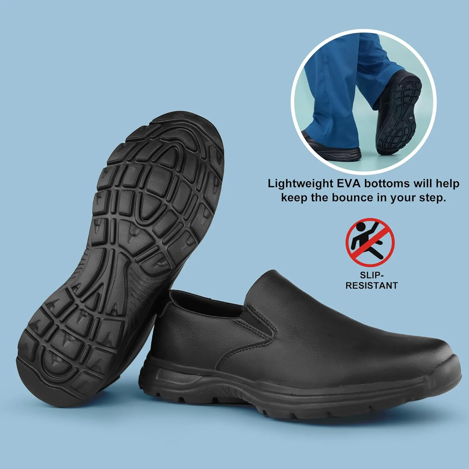 Hawkwell Men's Slip on Lightweight Slip Resistant Comfort Nursing Shoes