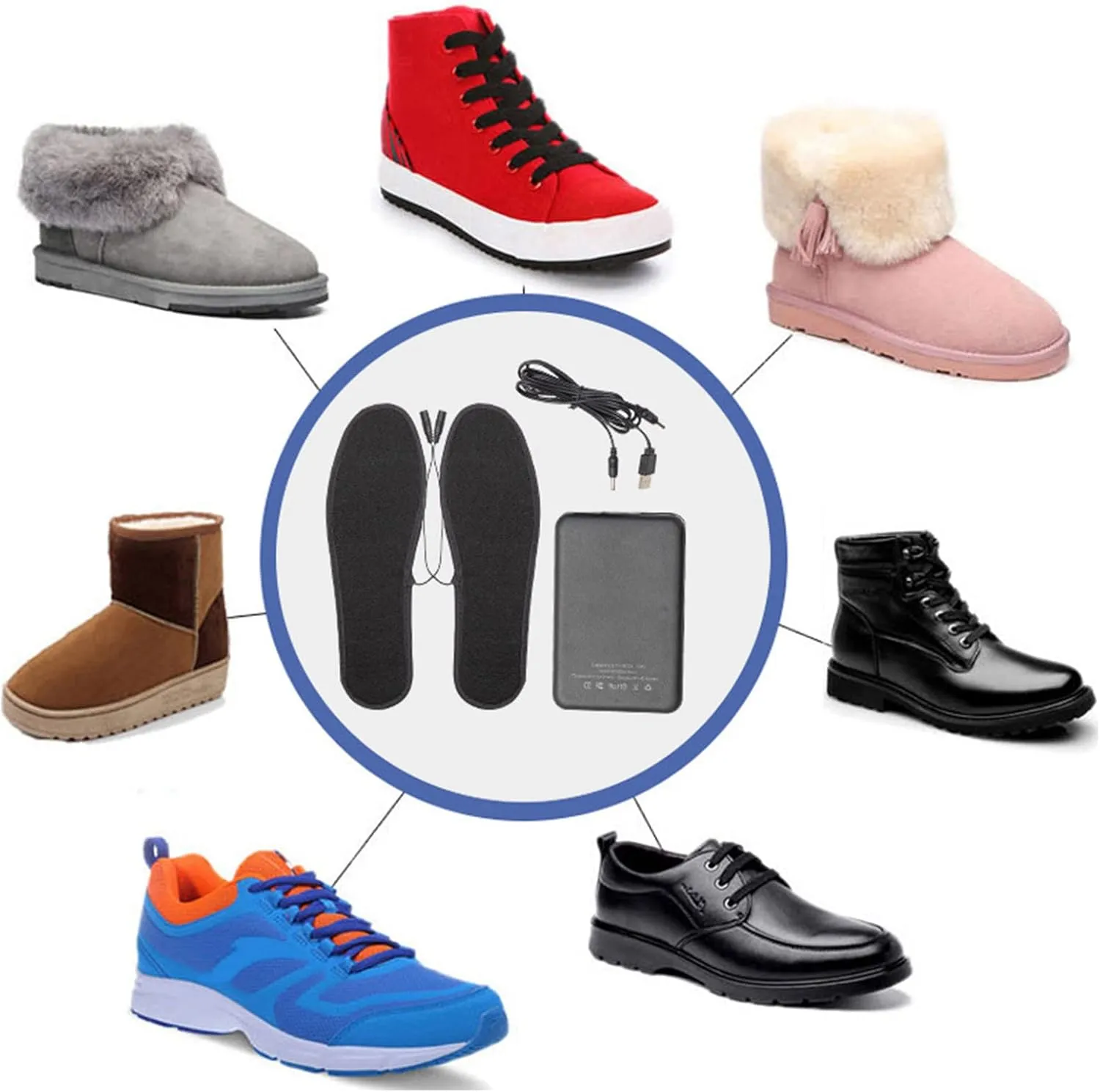 Heated Insoles Rechargeable Electric Heated Shoes Inserts For Women Men Wireless Foot Warmer For Hunting Hiking