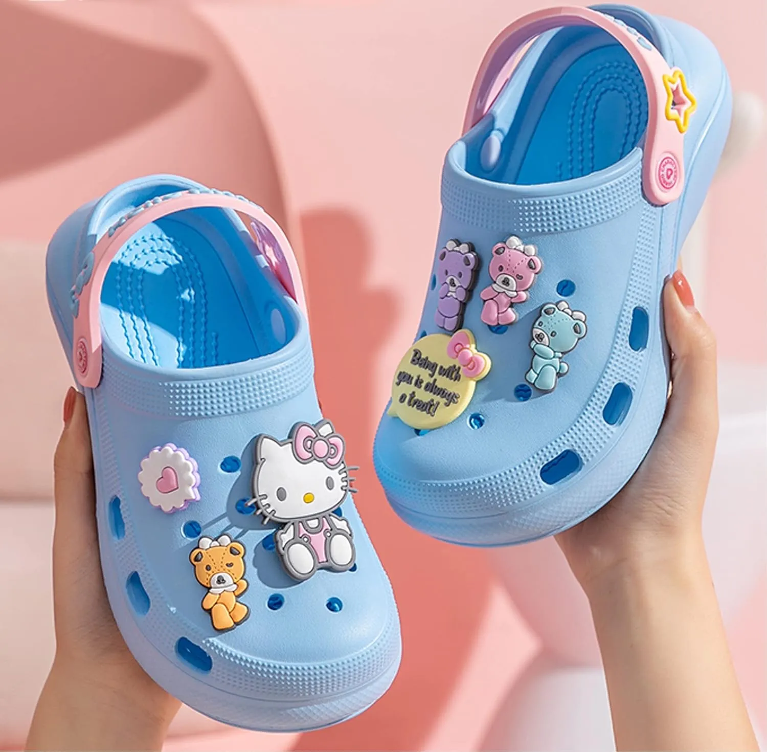 Hello Kitty Bears Clogs Slip on Water Shoes Casual Summer for Girls Toddlers Kids Children