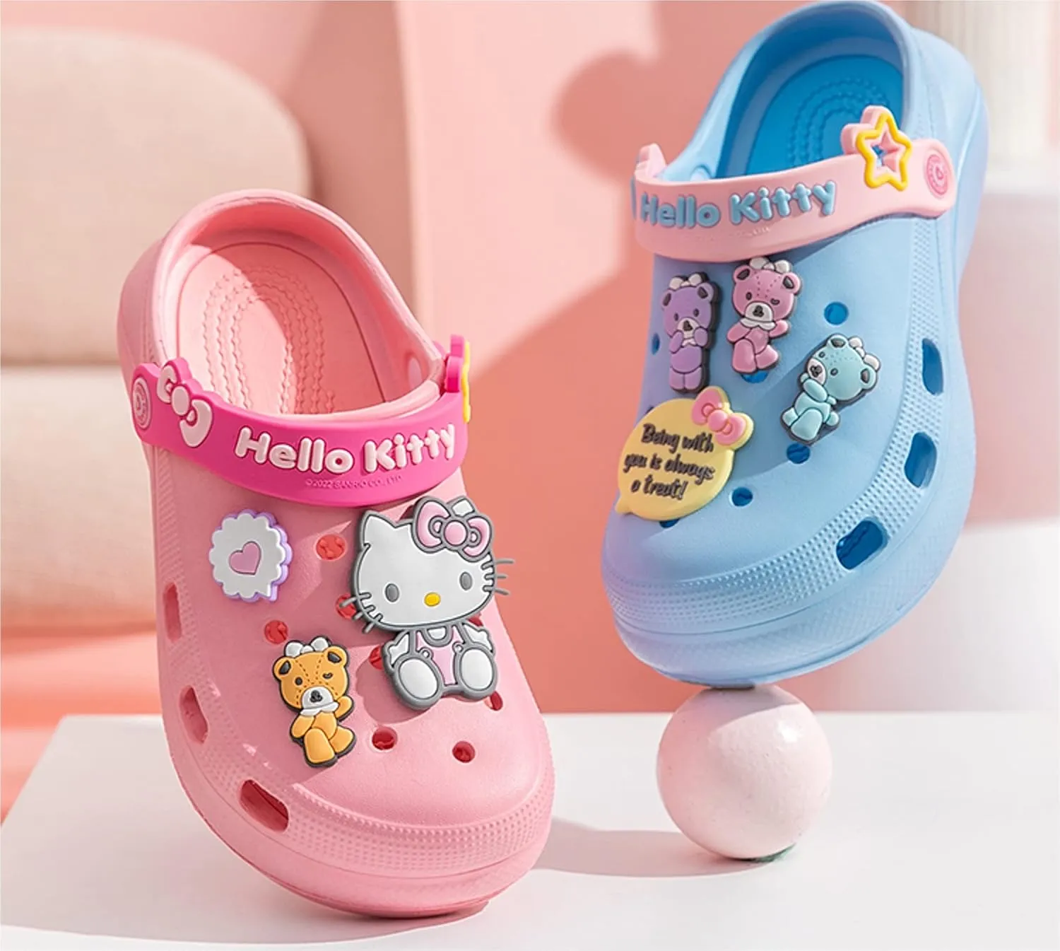 Hello Kitty Bears Clogs Slip on Water Shoes Casual Summer for Girls Toddlers Kids Children