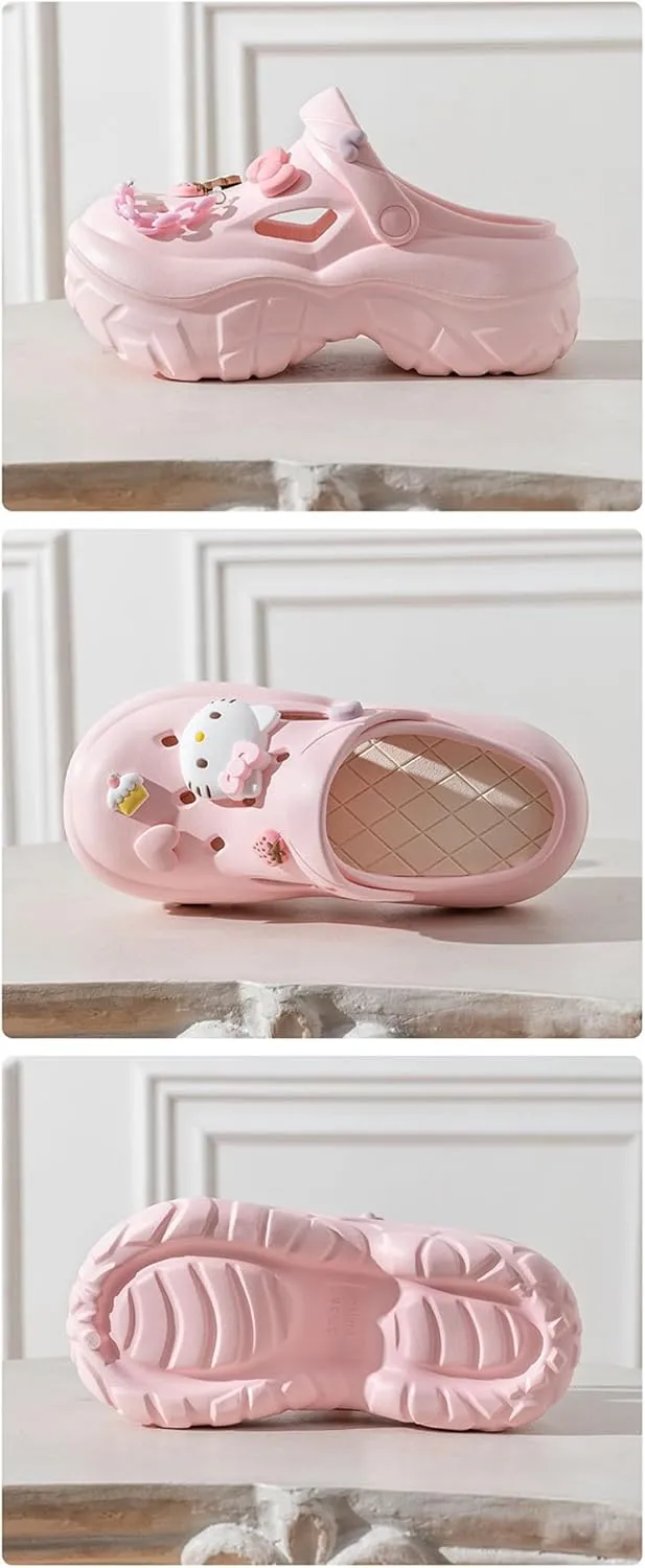 Hello Kitty Cake Heart Strawberry Clogs Slip on Water Shoes Casual Summer for Adults