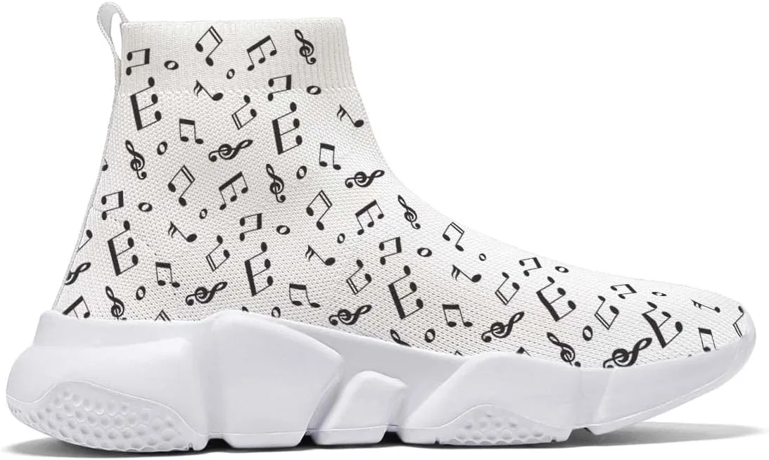 Hetios Men’s Athletic Running Shoes Slip on Casual Tennis Sports Shoes Musical Notes Mesh Sneakers for Womens Fashion Graffiti Painted Shoes